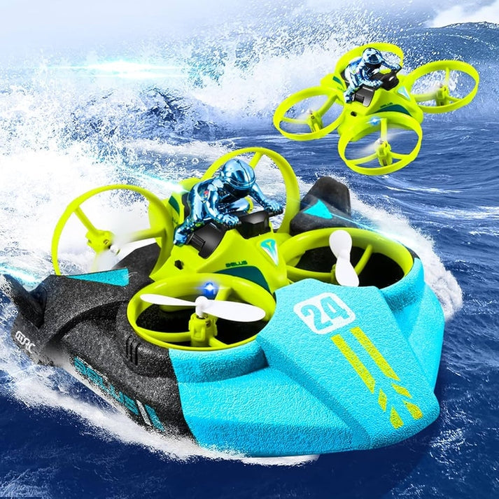 4DRC V24 3-in-1 Remote Control Hovercraft, Drone, and Race Car Water and Sky