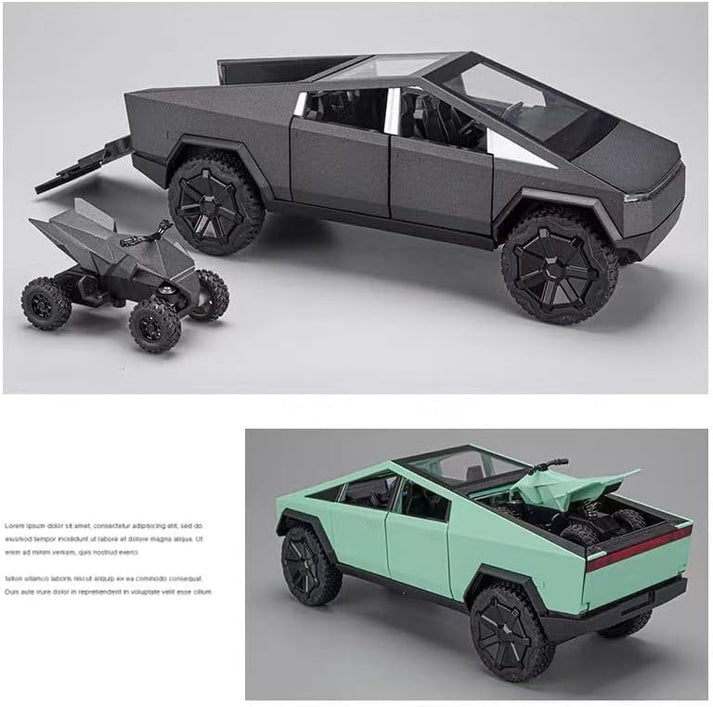 Tesla Cyber Truck Pick-up Trailer Camper 1:24 Diecast Scale Model Car