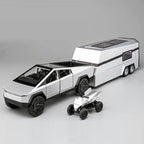 Tesla Cyber Truck Pick-up Trailer Camper 1:24 Diecast Scale Model Car