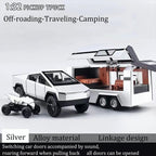 Tesla Cyber Truck Pick-up Trailer Camper 1:24 Diecast Scale Model Car