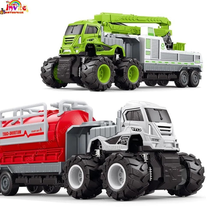 Diecast Metal And Plastic Fire Rescue Truck Toy Set