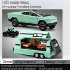 Tesla Cyber Truck Pick-up Trailer Camper 1:24 Diecast Scale Model Car