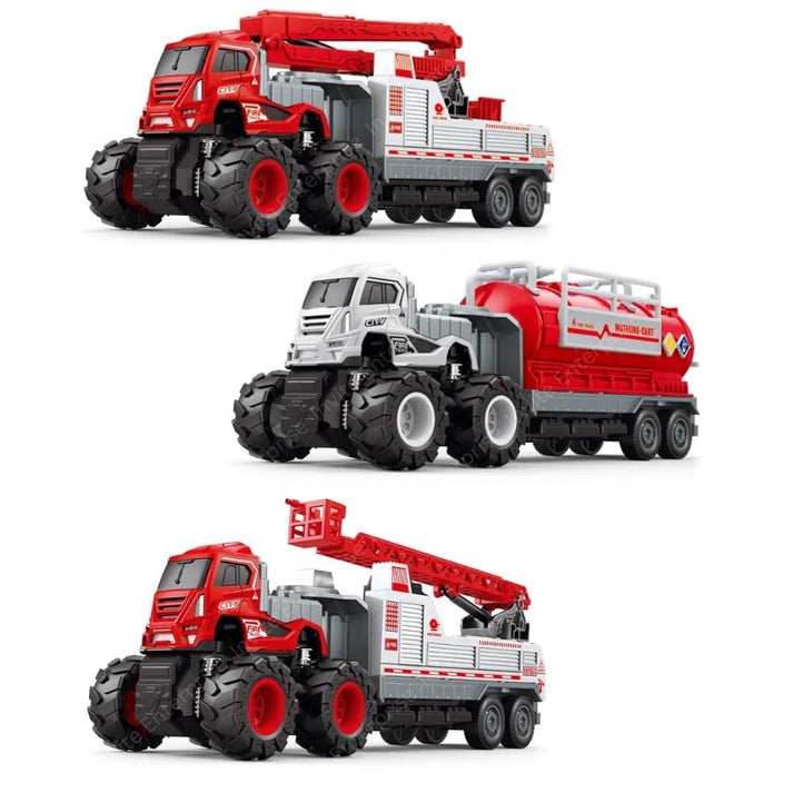 Diecast Metal And Plastic Fire Rescue Truck Toy Set