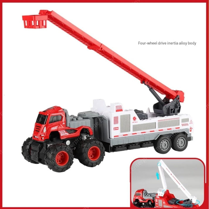 Diecast Metal And Plastic Fire Rescue Truck Toy Set