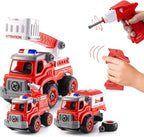 Fire Trucks Toy Playset, DIY Assembly Fire Engine , Rescue Ladder Vehicles