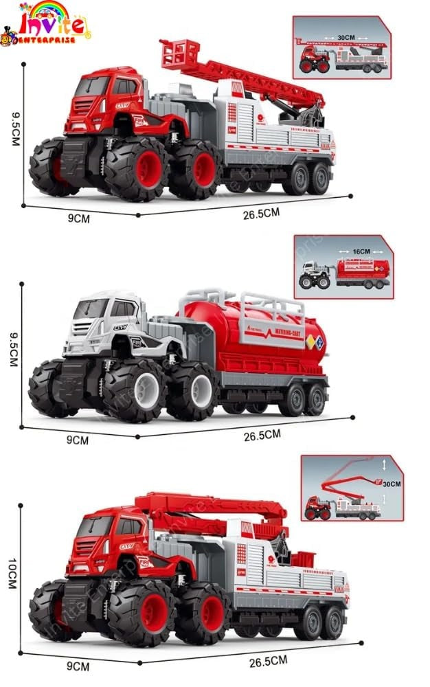 Diecast Metal And Plastic Fire Rescue Truck Toy Set