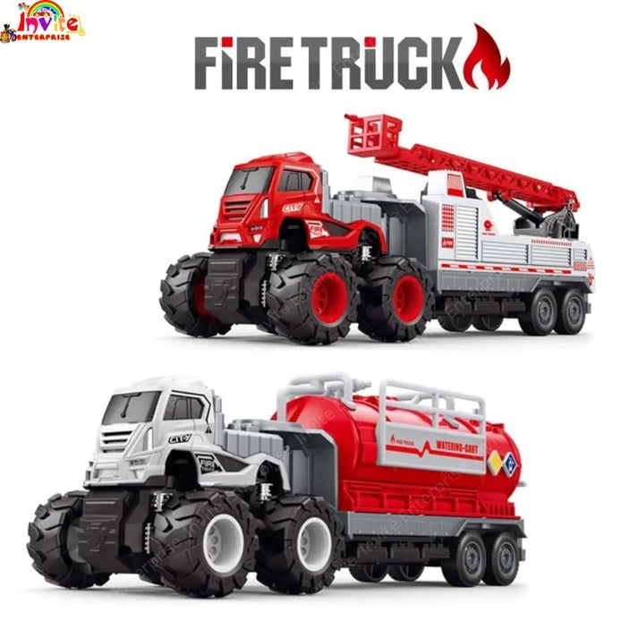 Diecast Metal And Plastic Fire Rescue Truck Toy Set