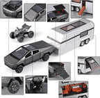 Tesla Cyber Truck Pick-up Trailer Camper 1:24 Diecast Scale Model Car