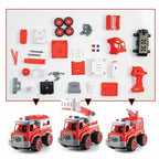 Fire Trucks Toy Playset, DIY Assembly Fire Engine , Rescue Ladder Vehicles