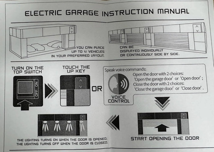 Garage Display Case with Voice Control, LED Lighting, Dustproof Design for Diecast Models
