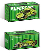 Green Lambo 1:18 Scale Racing Pull-Back Supercar Building Blocks Set