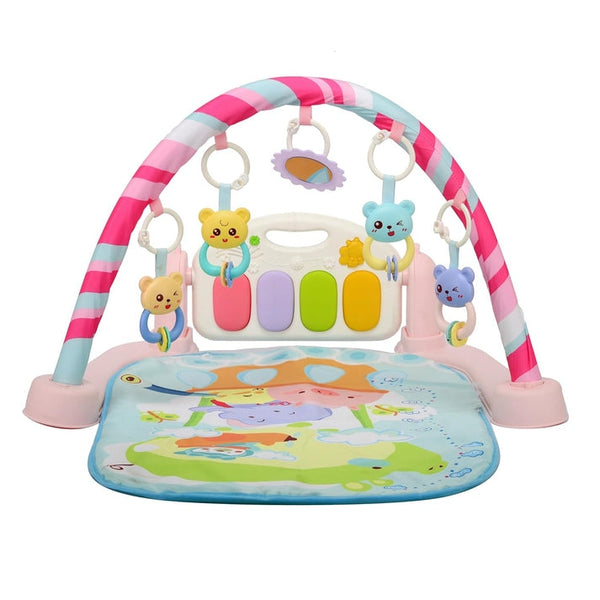 Premium 5 in 1 Piano Gym Mat Gym & Fitness Rack, Animal Sound Effect (Pink)