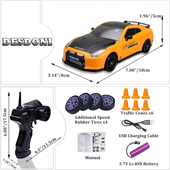 Fearless Orange Edition with Drift Remote & Accessories Car 1:24 Scale