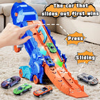 Dinosaur Transport Truck Toy with Foldable Sliding Race Track
