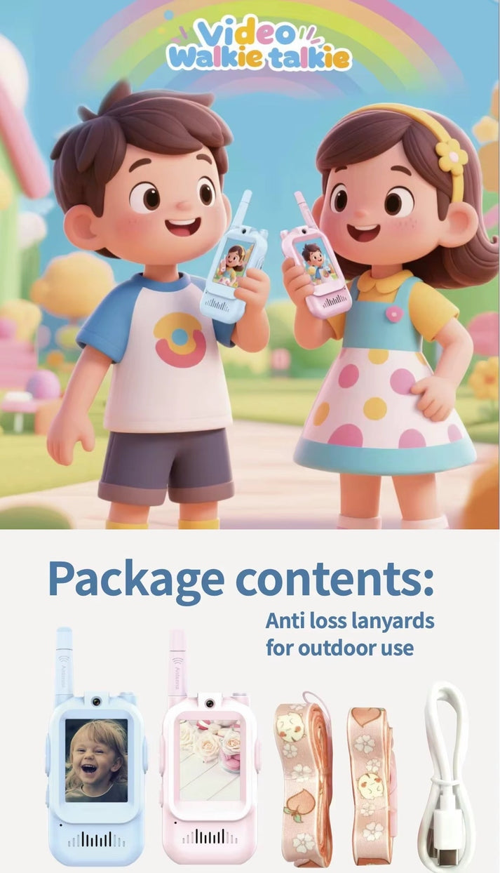 Video Walkie Talkies 2.0 | 2” Screen, Share Pic, Micro Chat, Emoji