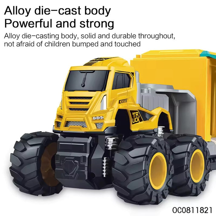 Friction Toy Vehicle 1:43 Diecast Model Truck And Trailer Toy