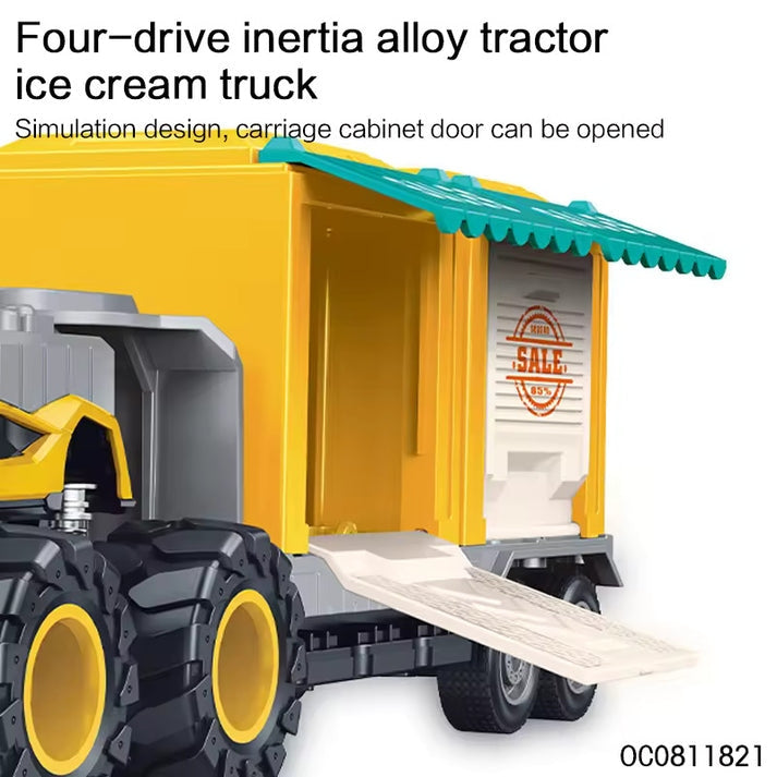 Friction Toy Vehicle 1:43 Diecast Model Truck And Trailer Toy