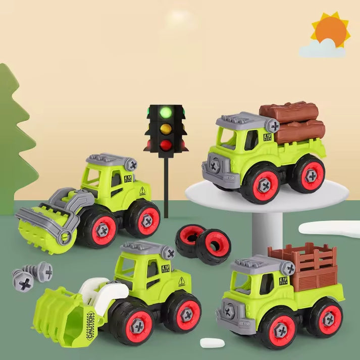 FARM VEHICLES WITH SCREW DRIVER FOLDABLE DIY TRUCK TOY