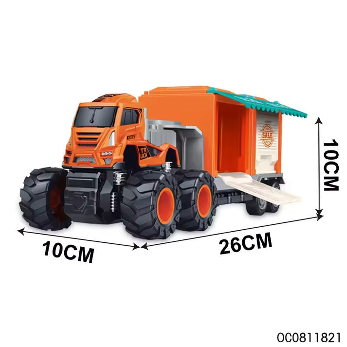 Friction Toy Vehicle 1:43 Diecast Model Truck And Trailer Toy