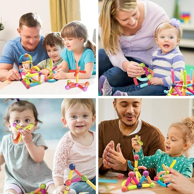 Premium 64 Magnetic Building Stick For Kids Early Learning & Development