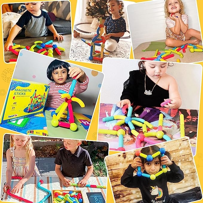 Premium 64 Magnetic Building Stick For Kids Early Learning & Development