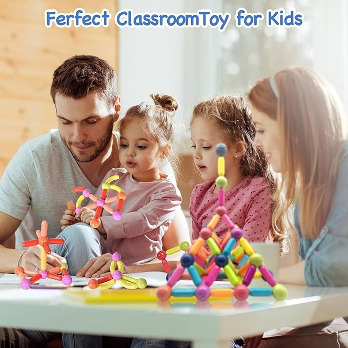 Premium 64 Magnetic Building Stick For Kids Early Learning & Development
