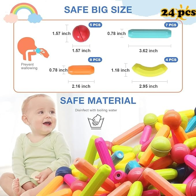 Premium Magnetic Building Stick For Kids Early Learning & Development