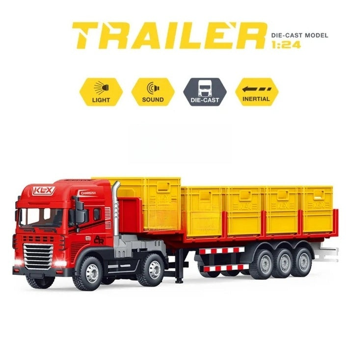 TOYS 1:24 Scale Diecast Truck and Trailer Set