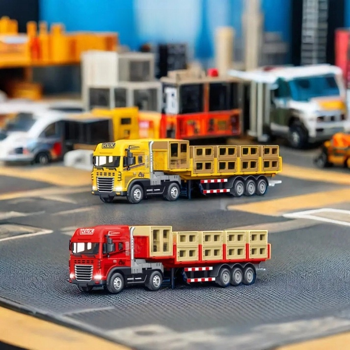 TOYS 1:24 Scale Diecast Truck and Trailer Set