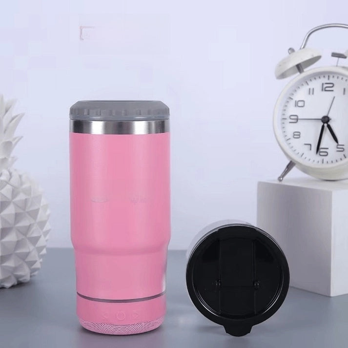 4 IN 1 14OZ STAINLESS STEEL VACUUM INSULATED DRINKING CUP BEER KEEP COLD MUG BLUETOOTH WIRELESS SPEAKER TUMBLER MUSIC COFFEE MUG