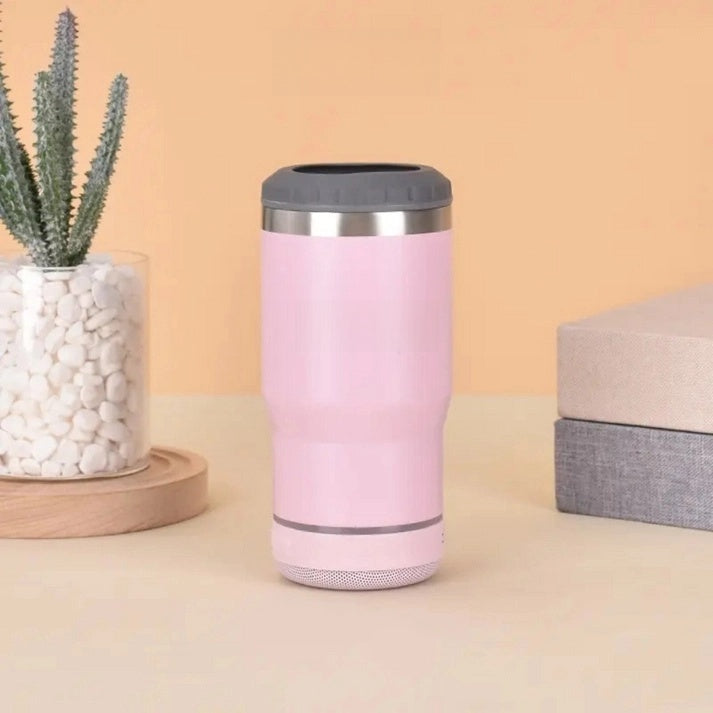 4 IN 1 14OZ STAINLESS STEEL VACUUM INSULATED DRINKING CUP BEER KEEP COLD MUG BLUETOOTH WIRELESS SPEAKER TUMBLER MUSIC COFFEE MUG