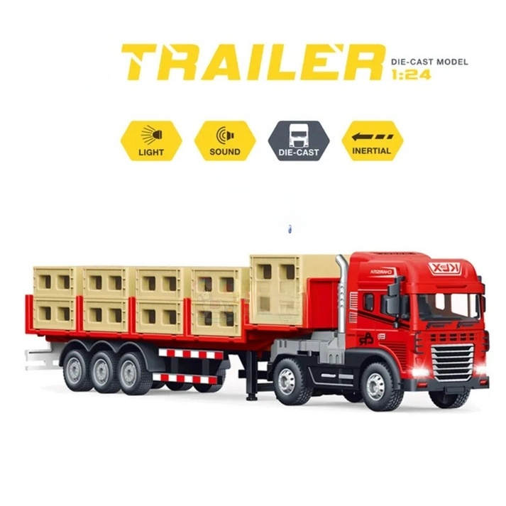 TOYS 1:24 Scale Diecast Truck and Trailer Set