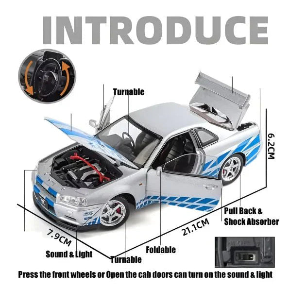 Nissan Skyline R34 GT-R diecast scale model 1:24