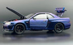 Nissan Skyline R34 GT-R 1:24  diecast scale model car collectible | Assorted Colors
