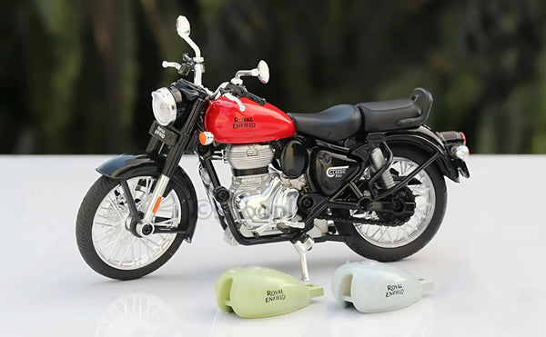 Royal Enfield Classic 350 Signals Sandstorm 1:15 licensed die-cast scale model bike & 2 Extra Tanks