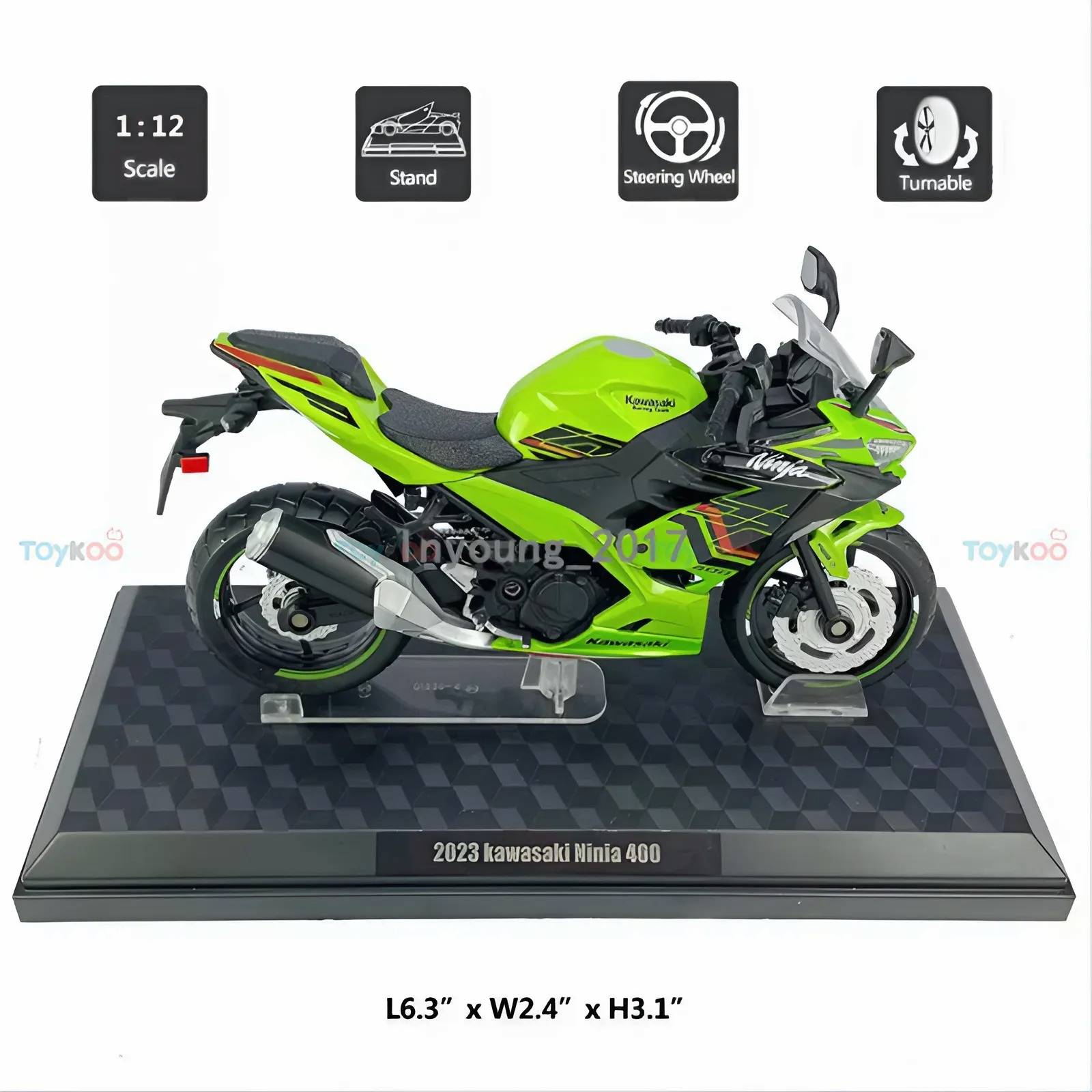 Kawasaki Ninja 400 Green 1:12 CCA licensed diecast scale model bike collectible